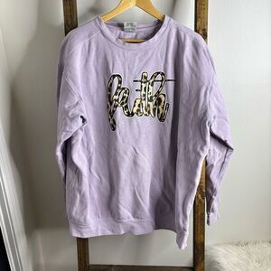 Comfort Colors Faith Leopard Print Sweatshirt